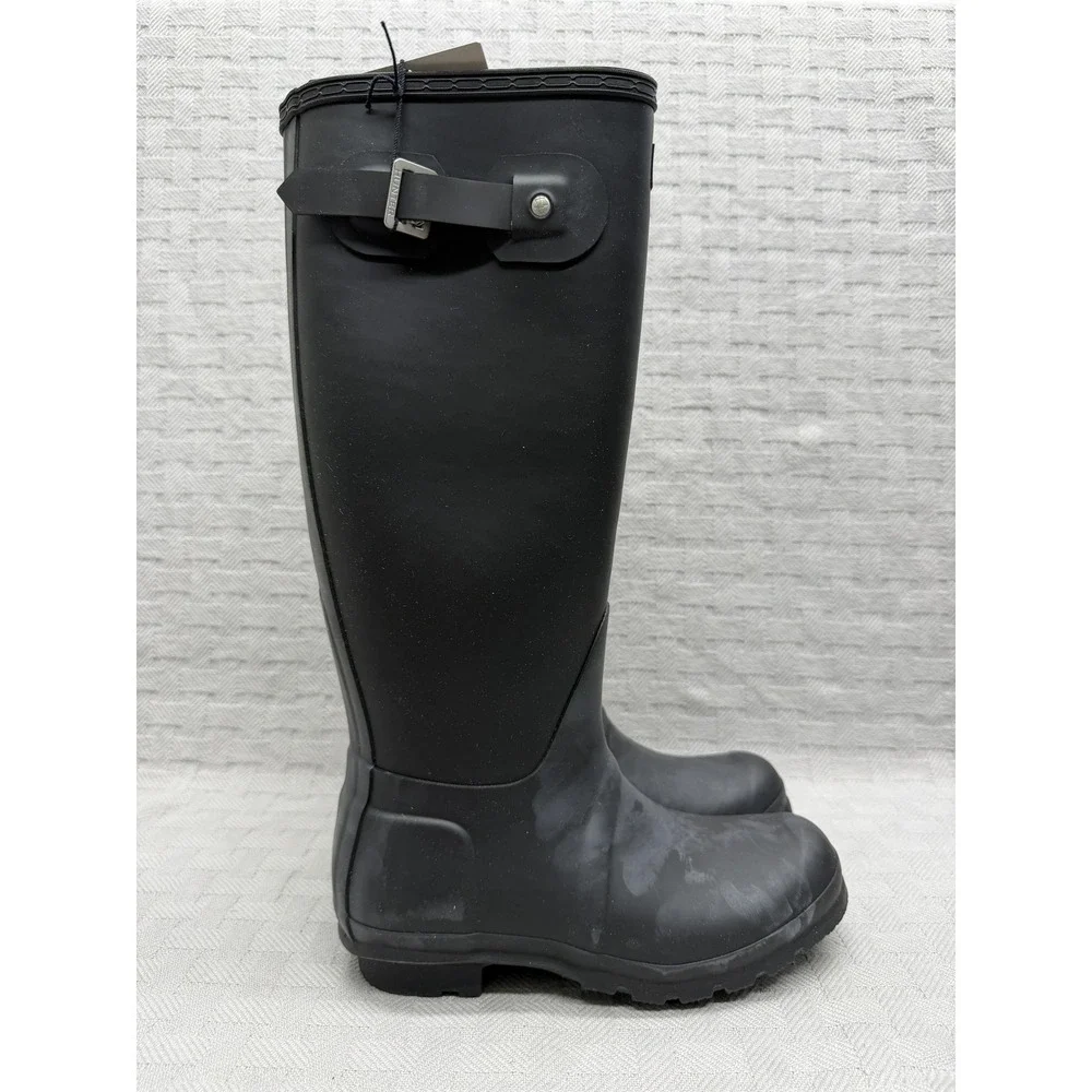 Hunter Boots Womens Size 6‎ Black Rain Boot Pull On Knee High Rubber Waterproof